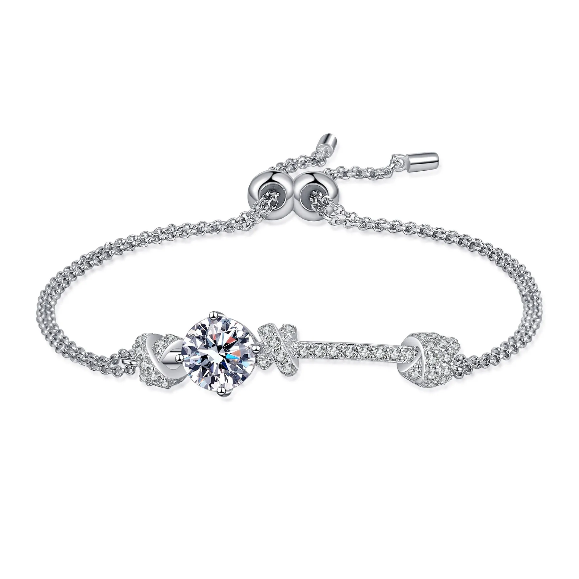 

AZ802-S Lefei Fashion Fine Luxury Classic 2ct Moissanite Adjustable Bracelet For Women 925 Sterling Silver Party Wedding Jewelry