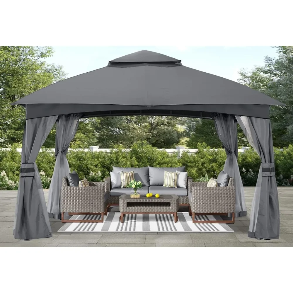 

Garden Canopy Sunshade 10x10 Outdoor Gazebo - Patio Gazebo With Mosquito Netting Roof Top Tent Backyard & Deck Camping Tent