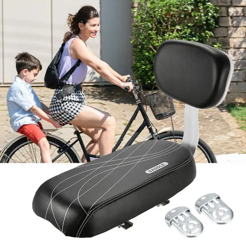 Bicycle Back Seat Bike Water Resistant PU Leather Soft Cushion Rear Rack Seat Children Seat With Back Rest Bicycle Accessories