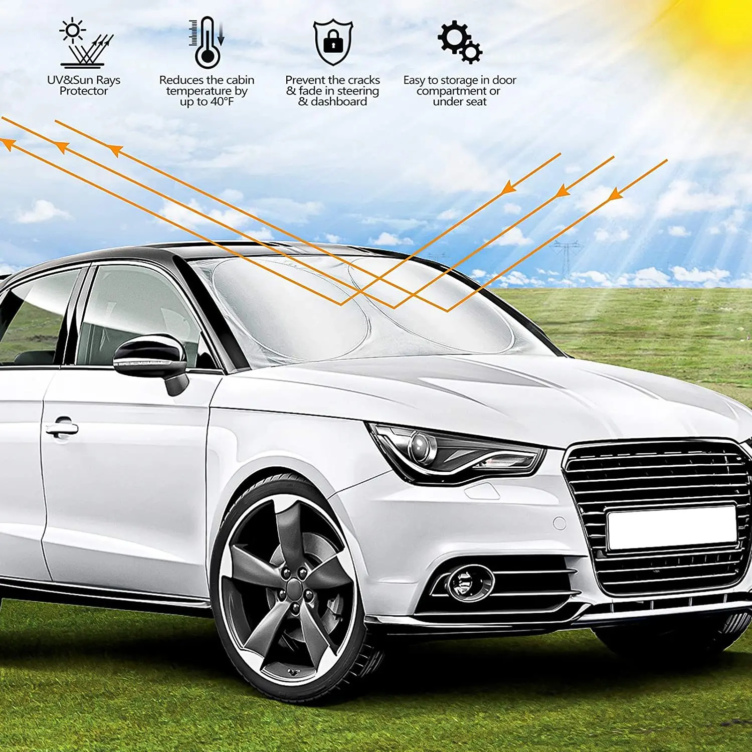 Windshield Sunshades Foldable Car Front Window Sunshade for Most Car SUV Truck Vans Visor Blocks UV Rays & Heat Protection car sunshade windshield sunshade windshield sun shade