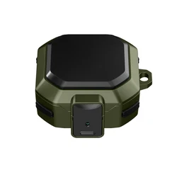 Shockproof Locking Earphone Case with Keychain for Full Protection - Black (Army Green)