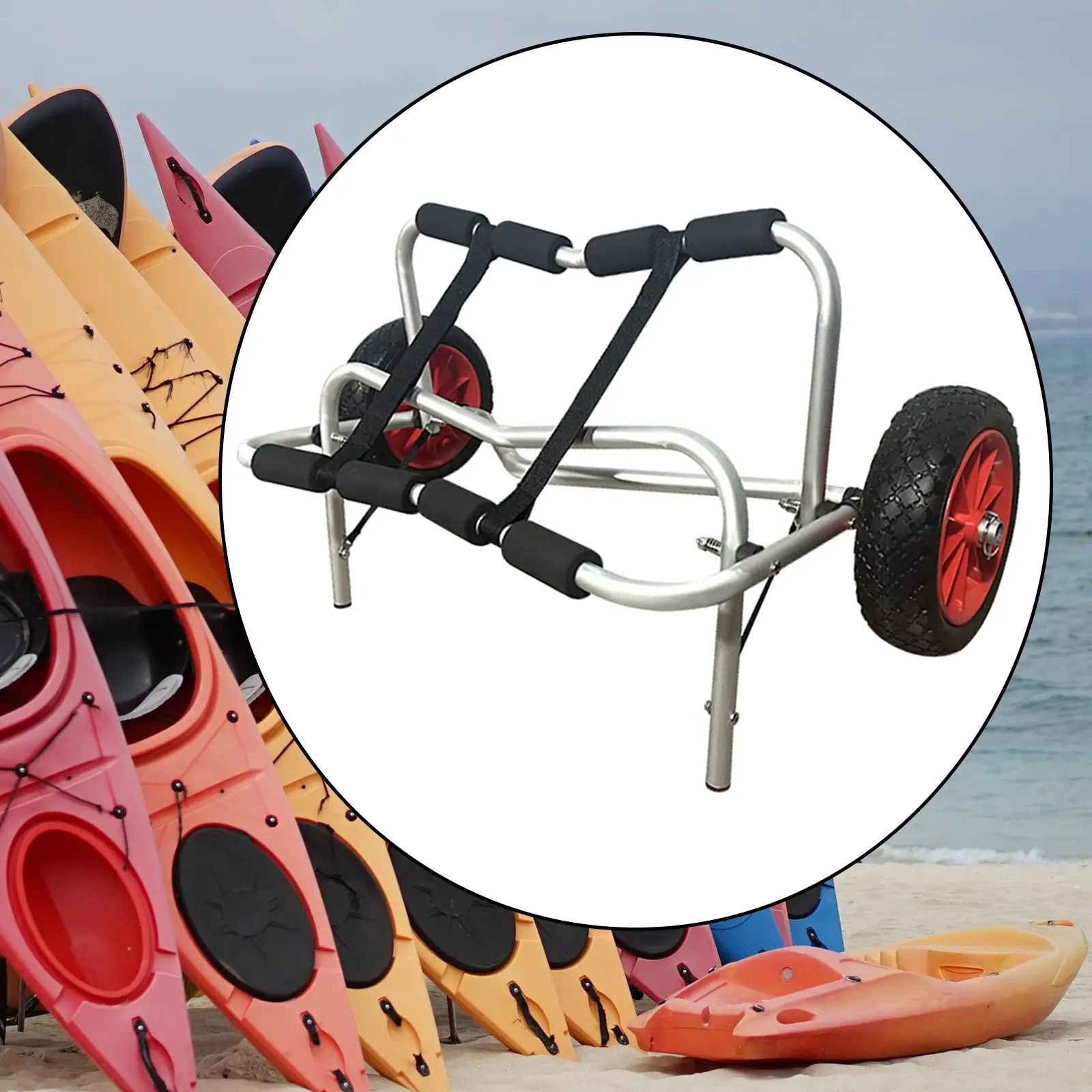 

Kayak Trolley Carrier Cart Aluminum Equipment Hardware Beach Wheels Transport Cart for Outdoor Activities Water Sports