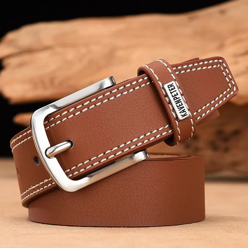 blue leather belt Men's Leather High Quality Classic Belt Alloy Pin Buckle Men's Matching Jeans Business Cowhide Belt Black Color Dark Brown Color cheap designer belts Belts