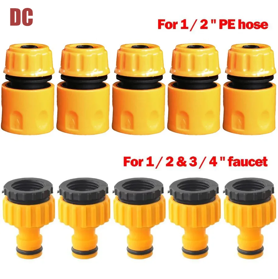 10pcs Hose Faucet Quick Connector 3/4 & 1/2 Inch Graden Hose Water Tap Threaded Connector Faucet Adapter For Garden Irrigation