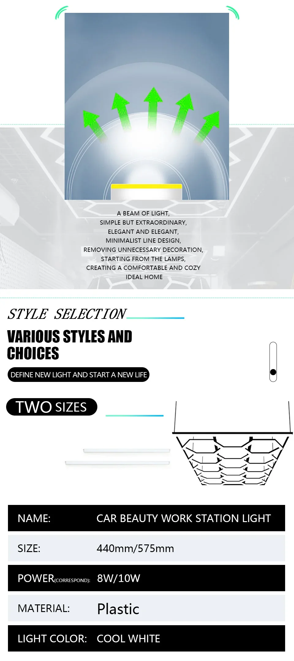 Description Picture 6 of itemGarage Hexagon Light Lamp Barber Shop Honeycomb Led Light AC85-265V Led Tube Ceiling Lighting For Auto Car Body Repair Workshop