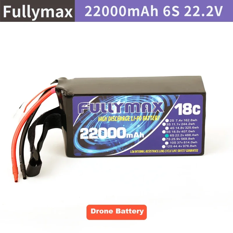 

fullymax Battery High Discharge LI-PO Battery 18C 6S 22.2 488.4wh 22000Mah Battery For Agricultural Drone
