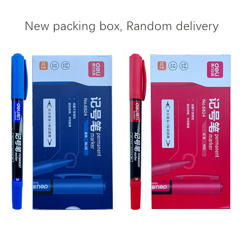 3Pc Permanent Markers Black Blue Red Double Headed Marker Pen for Paper Steel CD Glass Fabric Paint Marking Office School Supply images - 6