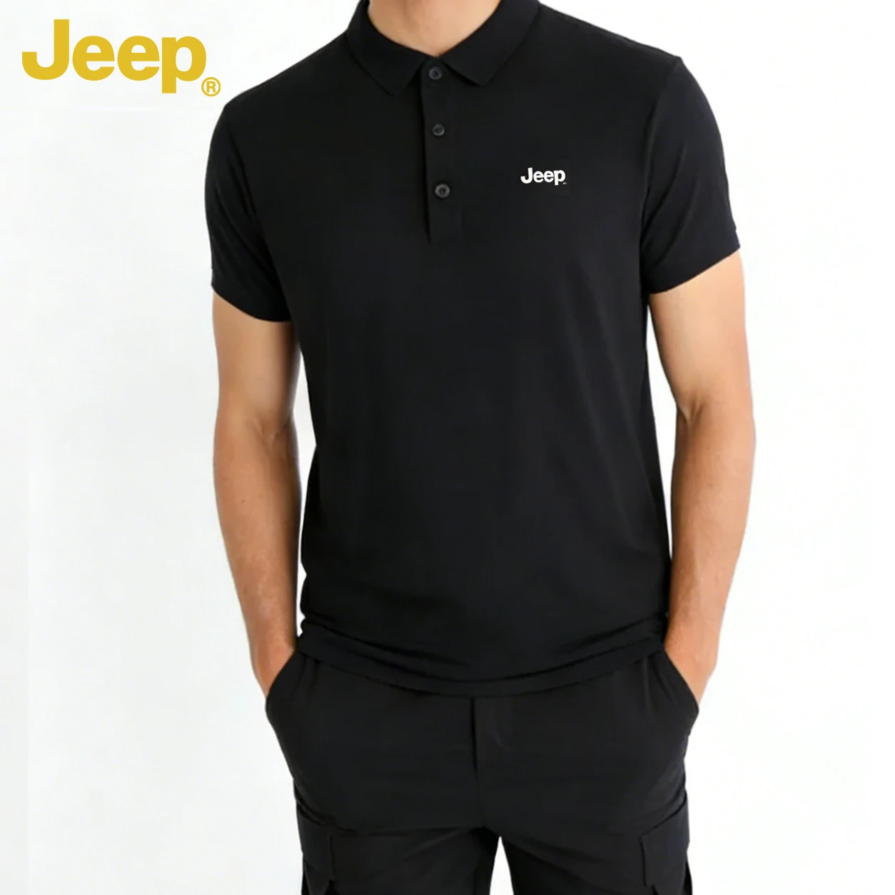 Jeep 남성용 폴로 반팔 스포츠 티셔츠 통기성 야외 러닝 트레이닝 티셔츠 JP..