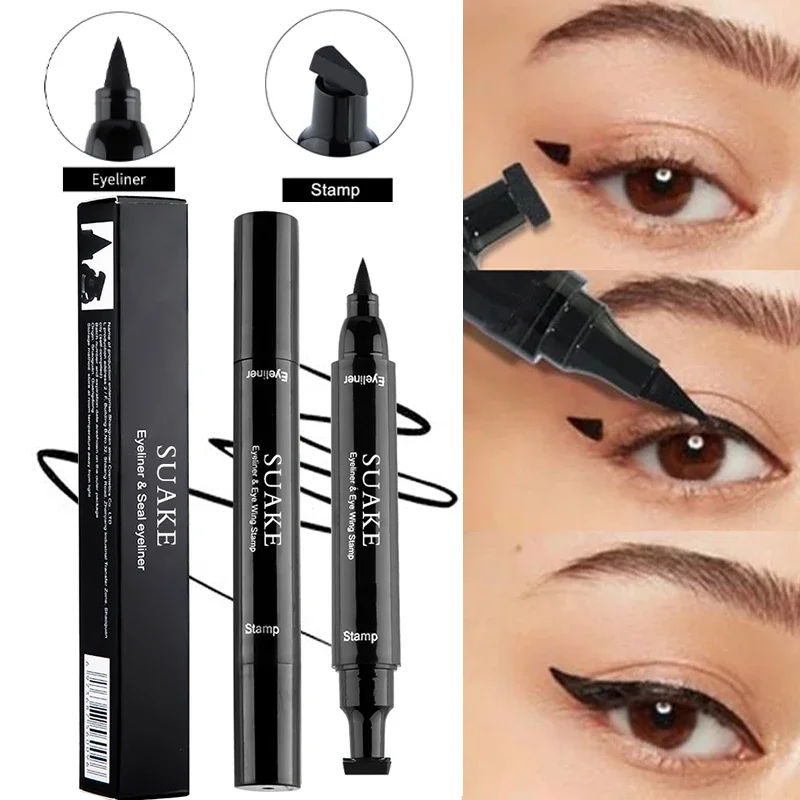 

2 in 1 Long Last Liquid Stamp Eyeliner Pen Waterproof Quick Drying No Smudging Lazy Seal Eye Liner Pencil Eyes Makeup Cosmetics