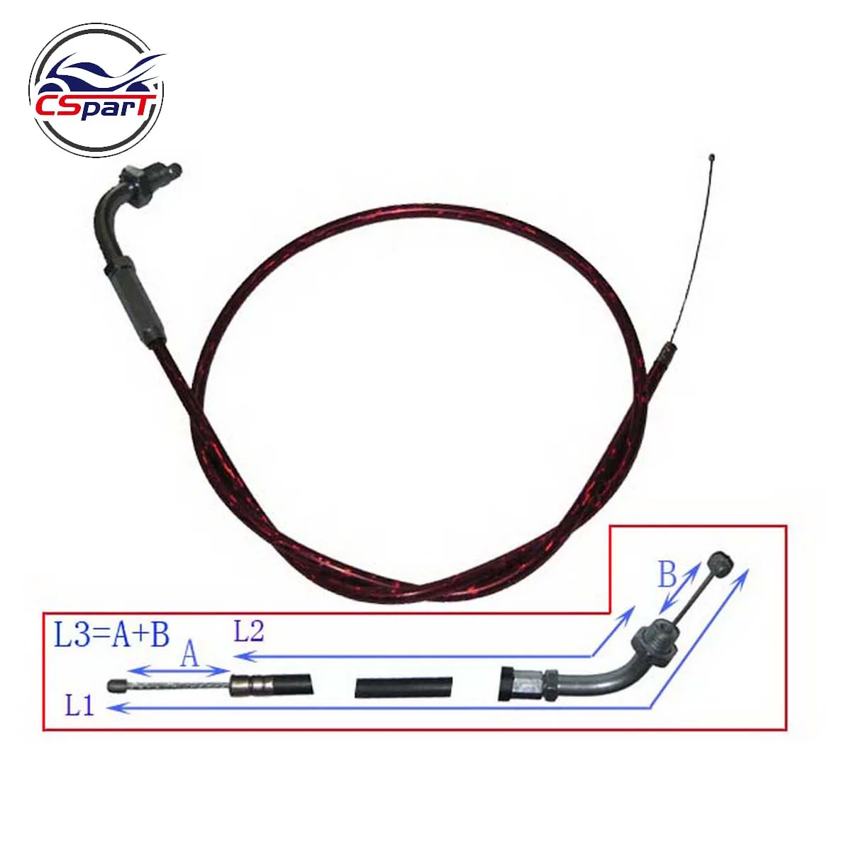 

115CM 45.3 Inch Red Curve Throttle cable 110CC 125CC 140CC 150CC Dirt Pit Bike ATV Quad Parts