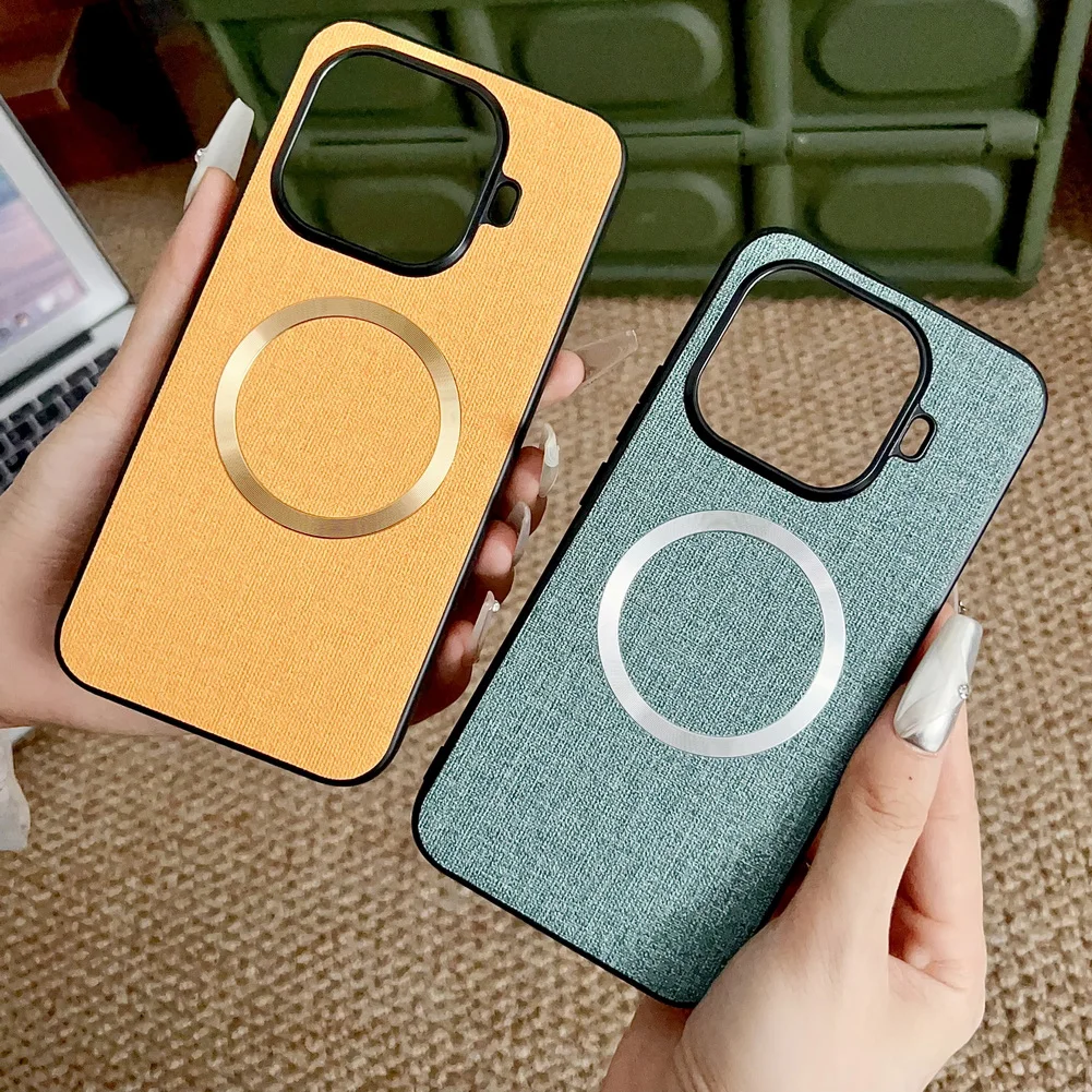 MagSafe Magnetic Leather Wireless Charging Case with Luxury Cloth Design