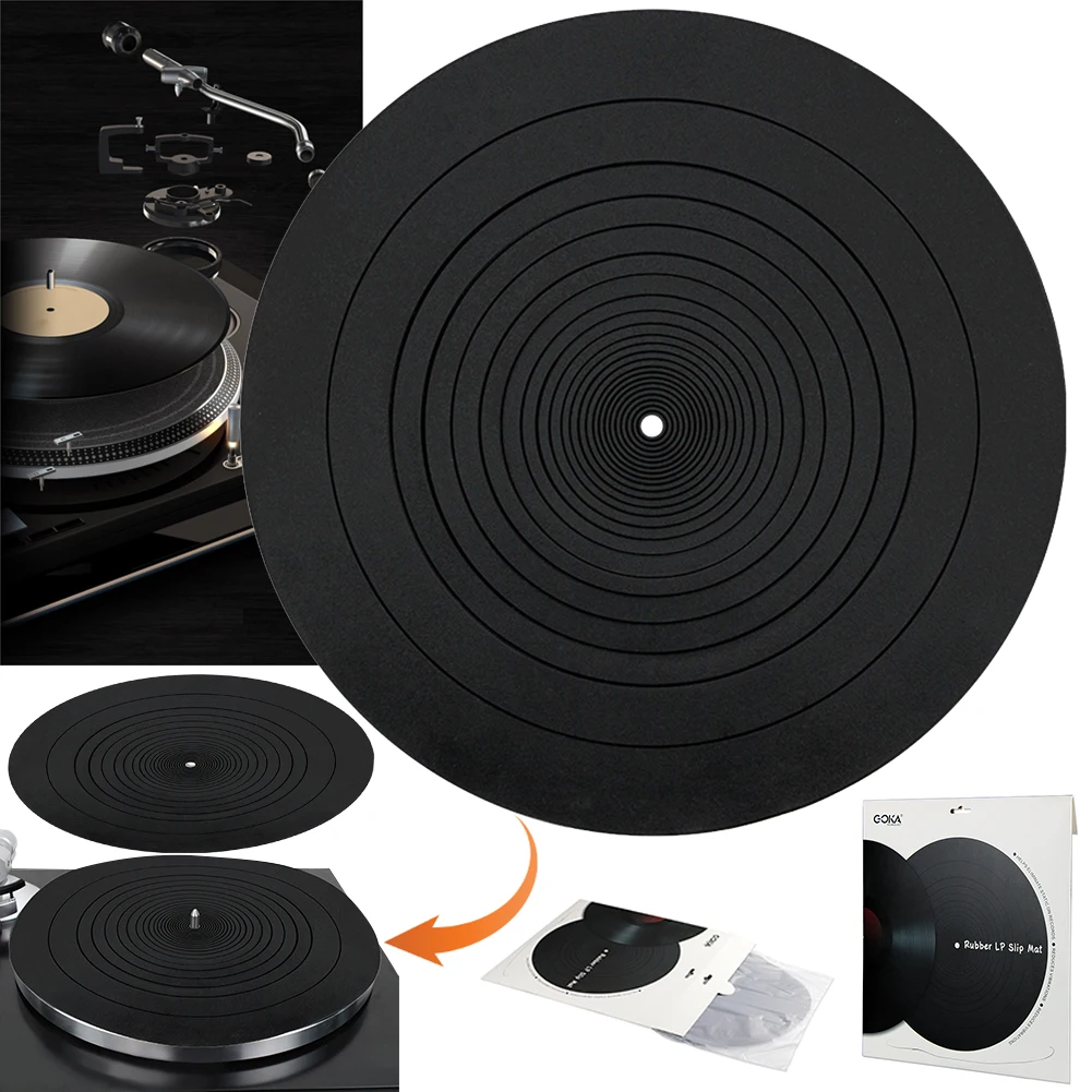 NovaSpark Record Mat Turntable Platter Mat Rubber Silicone Anti Static Vinyl Slipmat For Lp Record Players 3mm Thickness Black