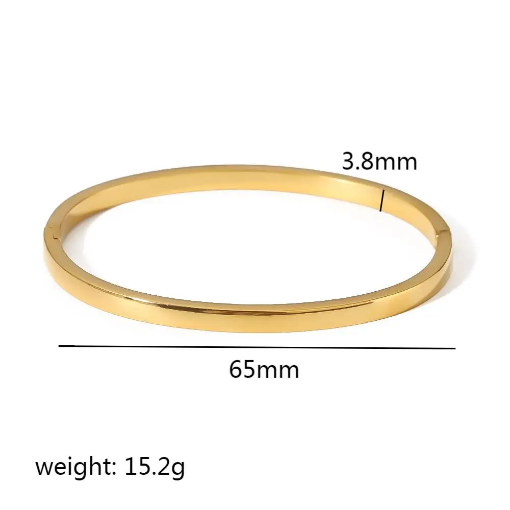 Fashion Minimalist Highlight Luxury 18k Gold Plated Geometric Bangles Tarnish Free Glossy Stainless Steel Bangle For Women Gifts 4