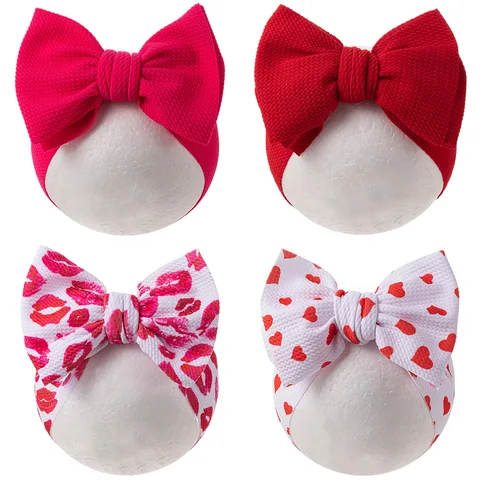 4Pcs/Lot Valentine's Day  Baby Headbands Heart Lips Hair Bows Hairbands Party Gifts  Girls Headwraps Headwear