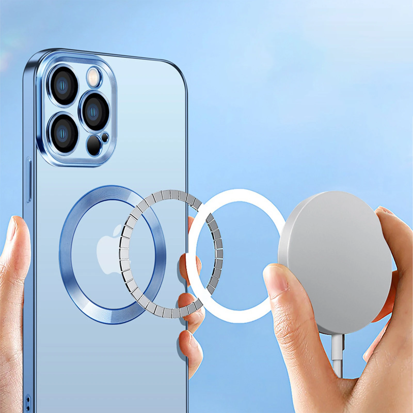 Magnetic Clear Case for iPhone 14 Pro Max Plus Slim Smartphone Case Soft TPU Phone Case with Lens Film Support Wireless Charging