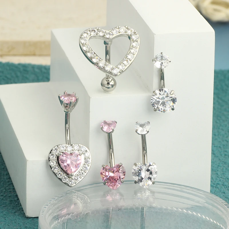 5PCS/Set Cute Dangle Belly Button Piercing 14G Navel Ring Sexy Belly Ring Set Stainless Steel Nose Piercing Lot Body Jewelry