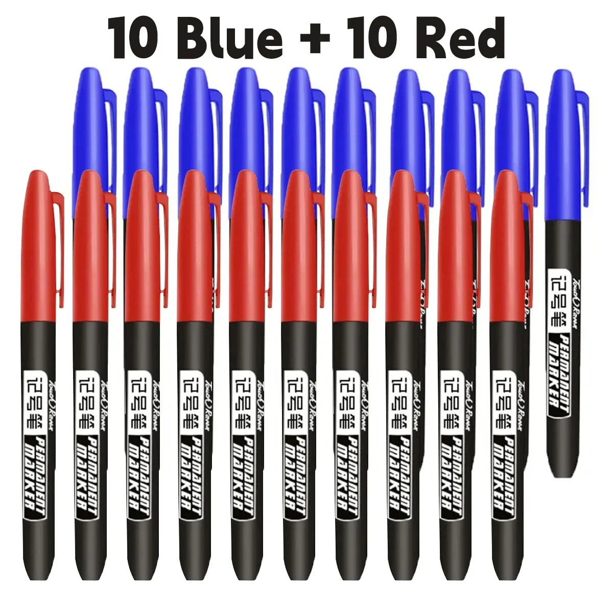 Multi-Pack Permanent Marker Set - Fine and Thick Nibs, Waterproof Ink - Black, Blue, Red