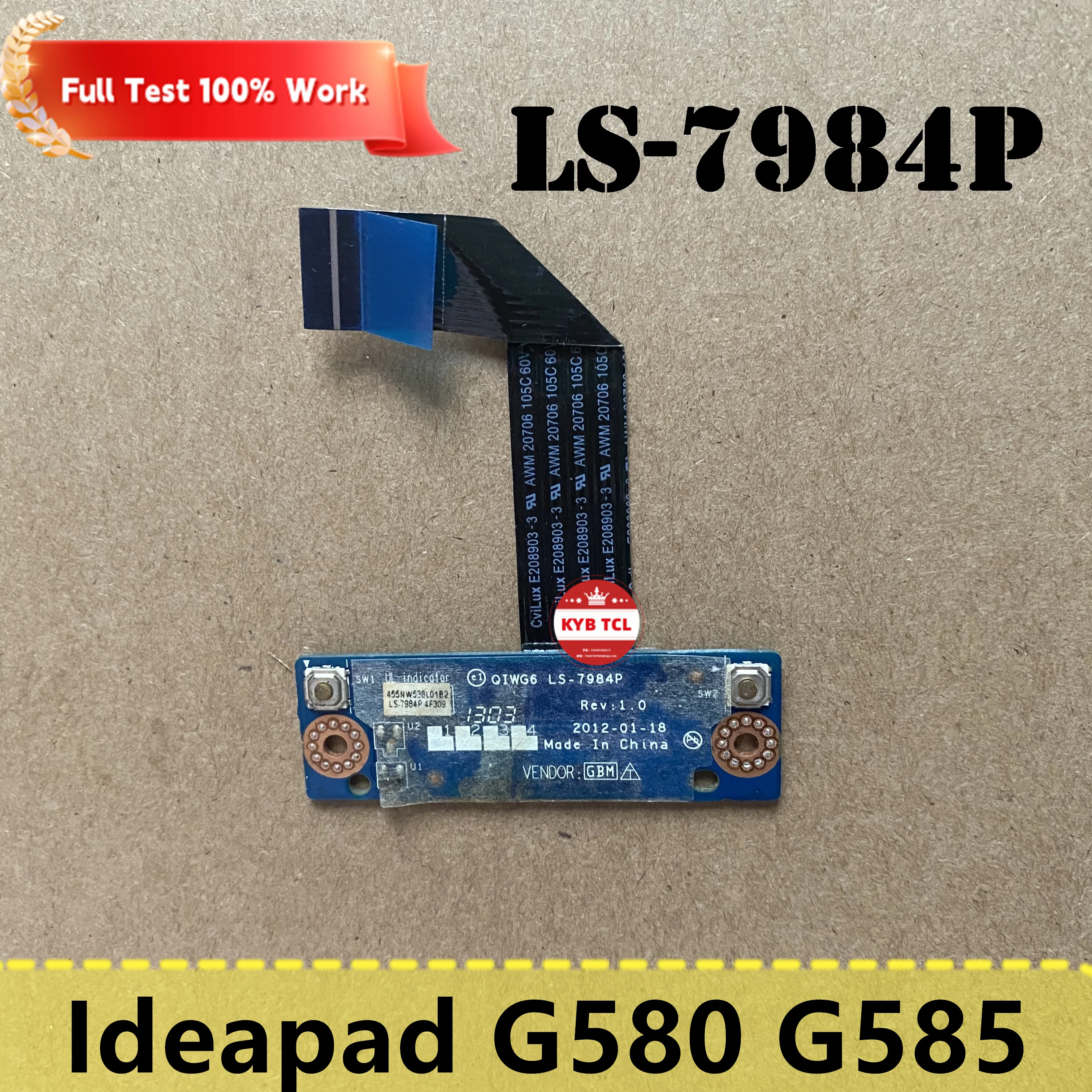 

For Lenovo Ideapad G580 G585 Laptop Touchpad/Mouse Button Board w/ Cable QIWG6 LS-7984P Notebook