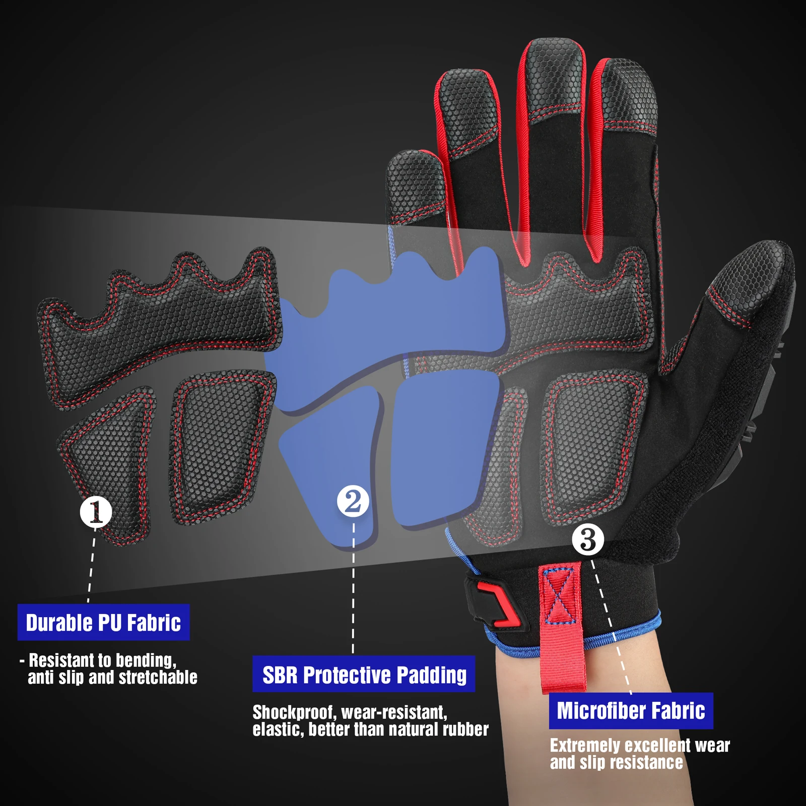 Cummins Pro Mechanic Glove - Professional Tool Grip Mechanics Work Gloves  for Men Women with Impact Protection, XL, Black and Gray