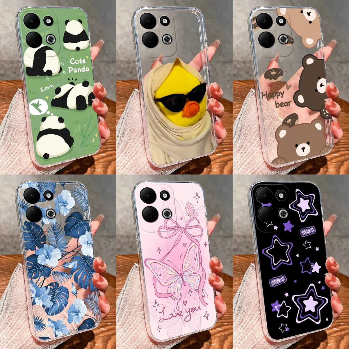 Yellow Duck Bear Durable Anti-Fall Silicone Transparent Bumper Case - New Style Simple Design