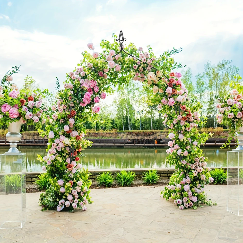 Steel Garden Arch Wedding Arch Stand Flower Frame Balloons Archway Outdoor Lawn Activity Decor Birthday Party Decor Props 1set