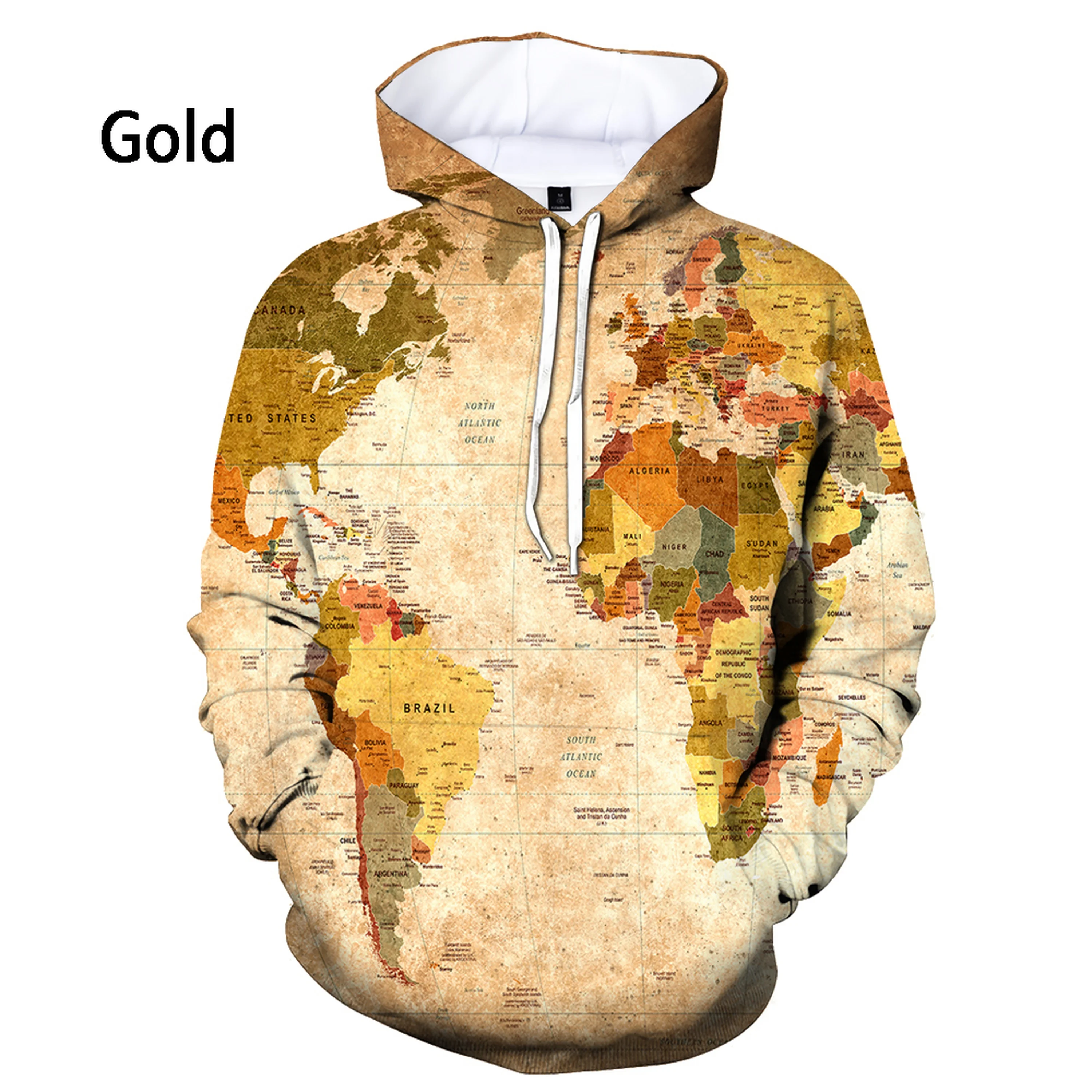 Homem/mulher moda mapa do mundo 3d impresso hoodie engraçado pulôver casual moletom com capuz agasalhos