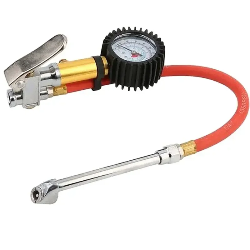 Pressure Gauge Tire Pressure Gauge Heavy Duty 220 PSI Tire Inflator High Precision Pressure Gun with Leakproof Air Hose for Car Truck
