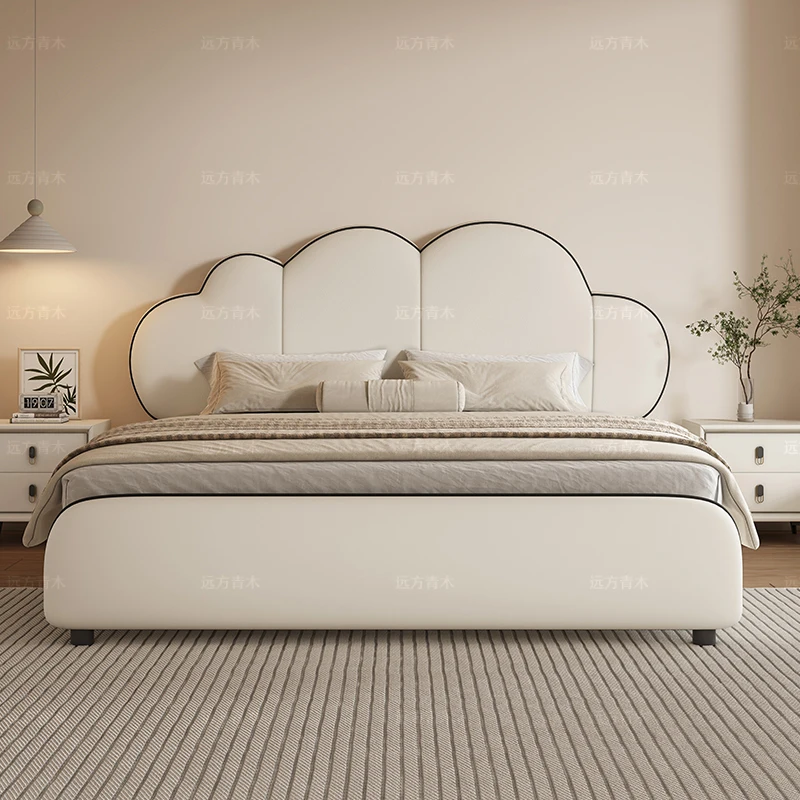 

New Modern Simple and Luxury Cream Wind Cloud Duo Head Layer Leather French Soft Bag Storage Double Head