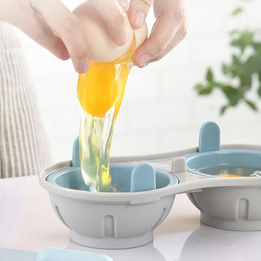Microwave Double Cup Egg Cooker Mold with Cover Portable Easy-cleaning Steamed Egg Container Cookware Kitchen Tool egg cooker egg boiler mold cup egg poacher silicone egg poacher