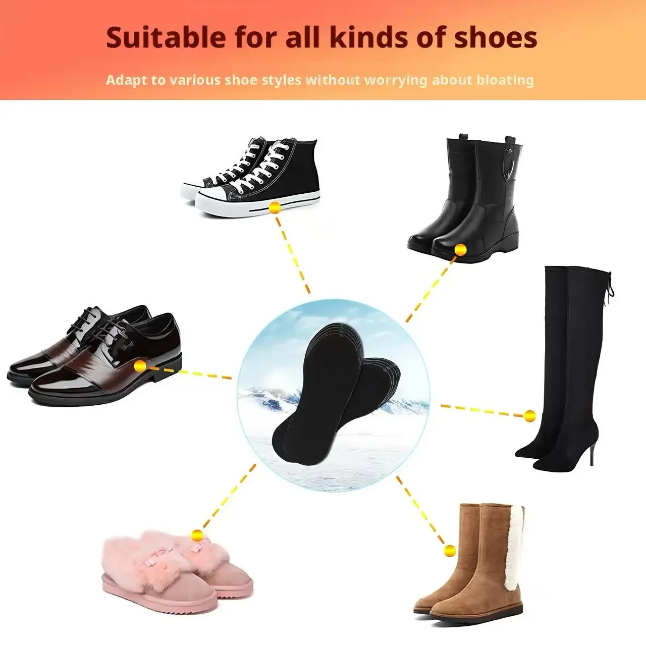 Electric Heated Insoles Trimmable Washable for Outdoor Walking