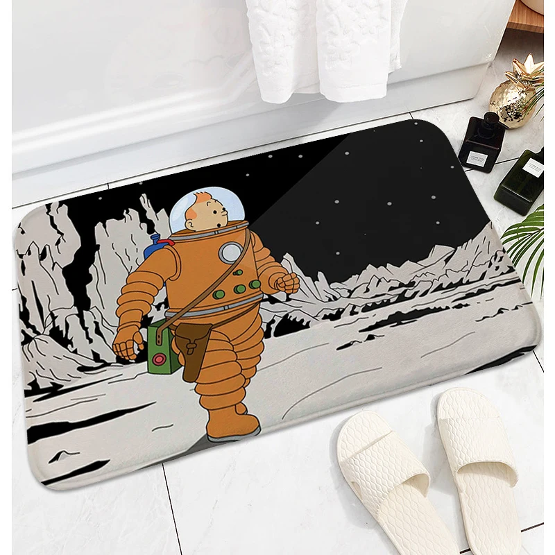 

Rugs Baths T-Tintin Carpet for Bedroom Rug Aesthetic Funny Doormat Entrance Door Washable Non-slip Kitchen Bathmat Home Foot Mat