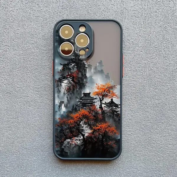 Vintage Tinte und waschen Landschaft Malerei Handy hülle für iPhone 12 13 Mini 11 Pro Max 15 14 13 Pro Max XS X XR Se2 7 8 Plus Abdeckungen – Detail 4
