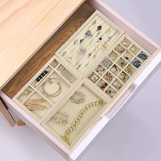 심플하고 실용적인 벨벳 보석 트레이 보관 서랍