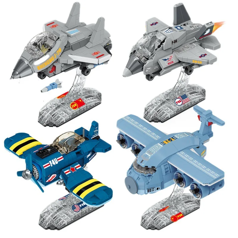 

Военный J20 F35 V20 F4U истребитель самолёт с кронштейном модель строительных блоков мини-самолёт для транспортировки искусственные игрушки детские подарки
