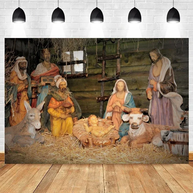 Description Picture 4 of itemChristmas Nativity Scene Backdrop  Jesus Birth Holy Cross Bible Theme  Perfect for Photography Photo Studio Wall Decor