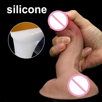 Skin Slicone Soft Suction Dildo Sexy Huge Penis Female Masturbator Double-layer Realistic Male Artificial Penis Dick Sex Product 4
