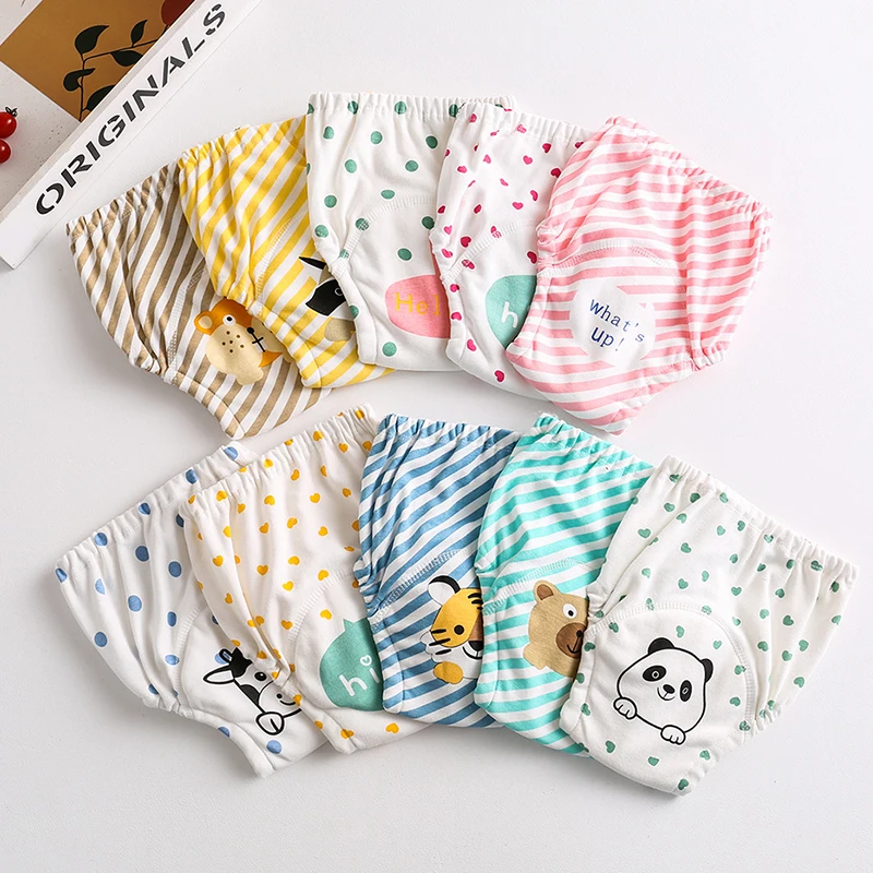 

[Usurpon] Cute Baby Diapers Animal Prints Reusable Nappies Washable Infants Children Baby Cotton Training Panties