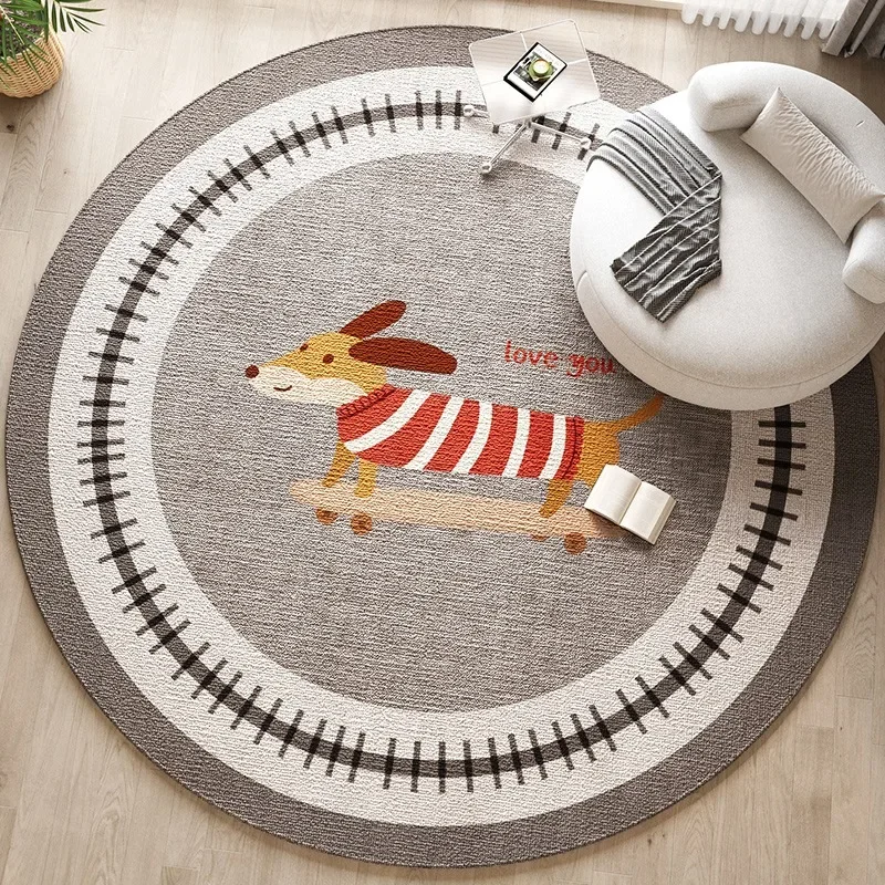 Carpet for Living Room Round Light Luxury Cartoon Sausage Dog Cute Bedroom Rug Modern Simple Sofa Coffee Table Mat Ковер Tapete