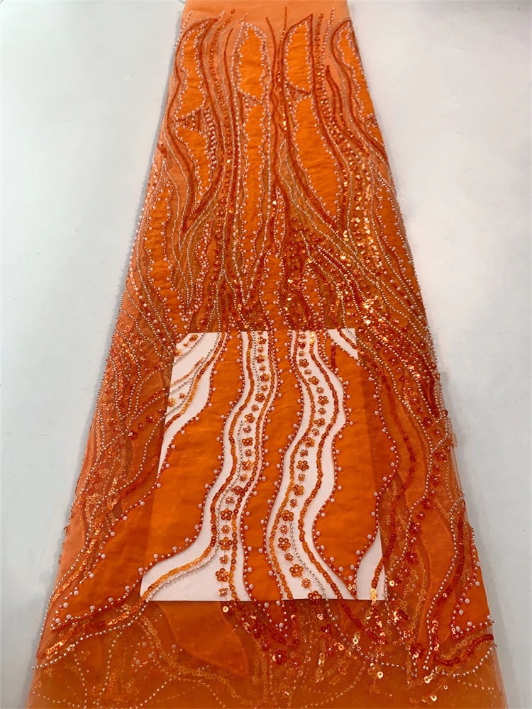 

Shi Ting High Quality Fashion African Tulle Sequins Embroidered Groom Lace Fabric French Beaded Lace Fabric For Nigerian Wedding