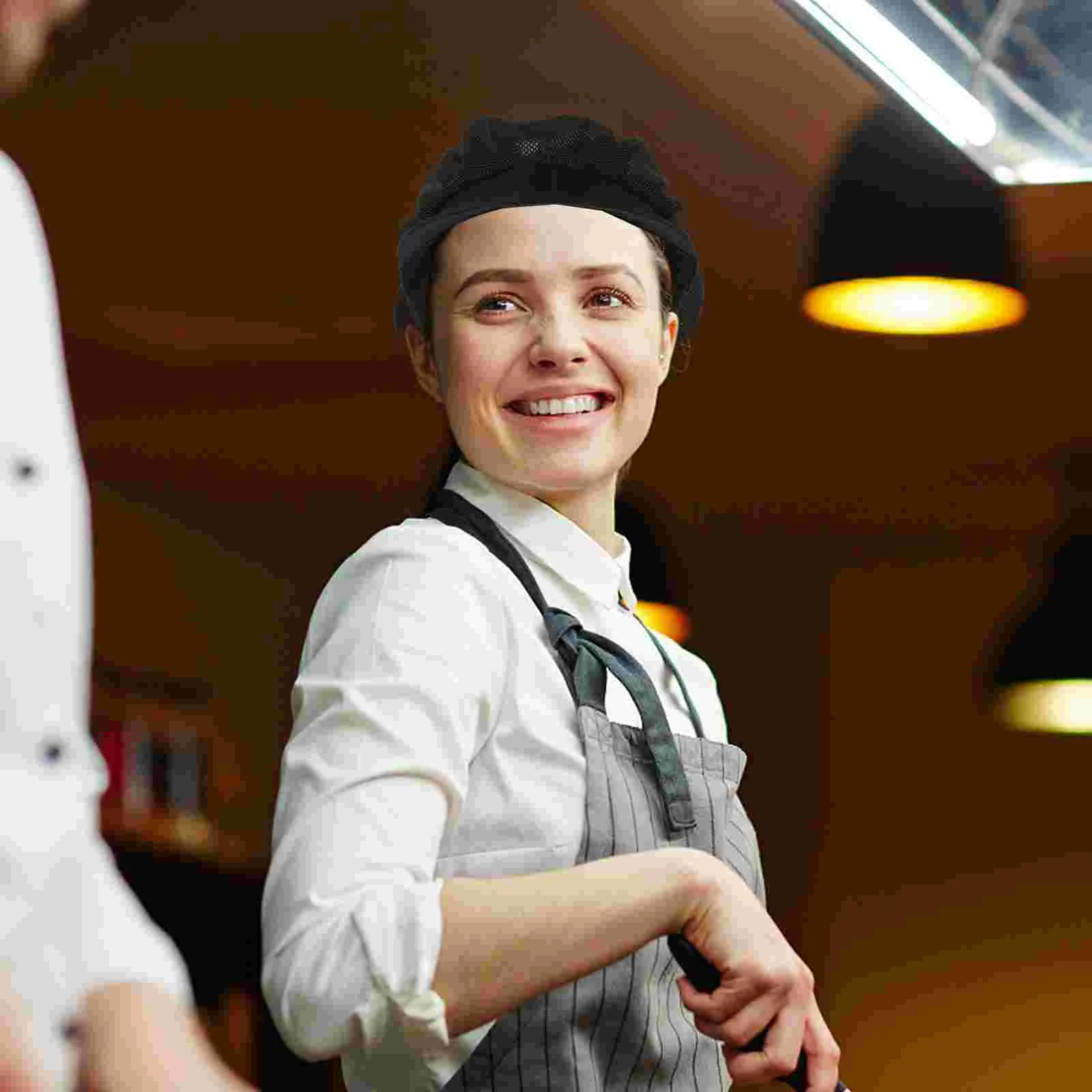 Chef Hat Adjustable Elastic Breathable Mesh Work Cap Beanie for Kitchen Working chef uniforms chef apron hat set