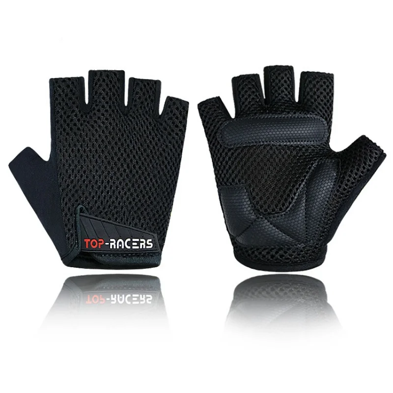 

Factory Direct Sales Top-Racers Black Breathable Mesh Half-Finger Riding Gloves Exercise Workout Training Gloves