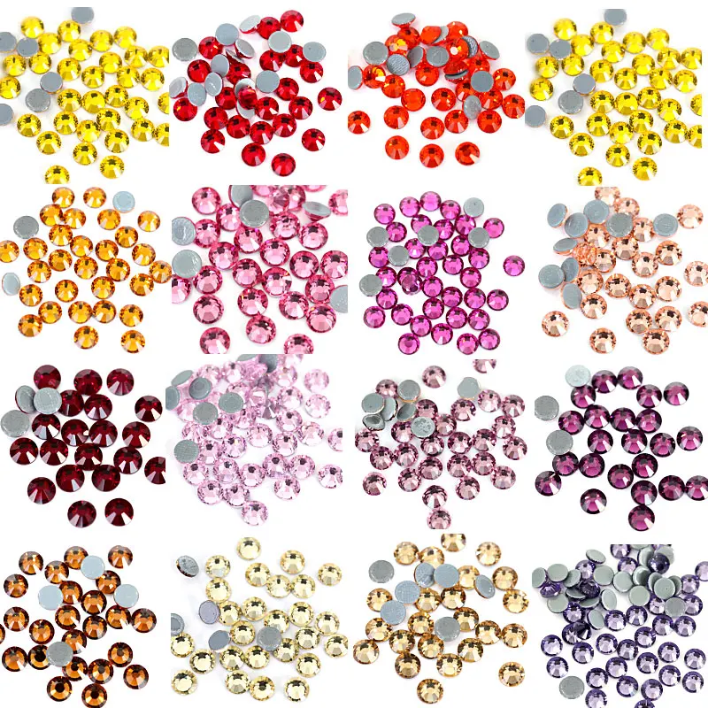 

41Colors 5 Sizes High Quality Crystal AB Hot Fix Rhinestones Glass Strass Iron On White Hotfix Rhinestone For DIY Clothes B0890
