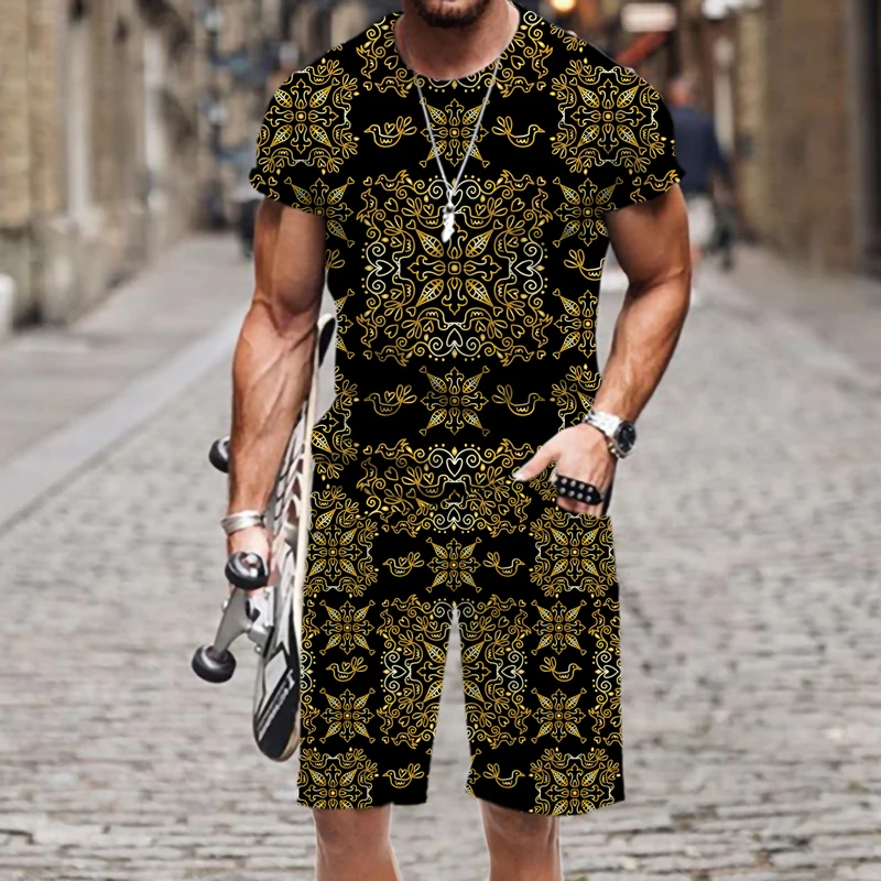 

Men's T-shirt Shorts Set 3D Print Loose Male Style Fashion Funny Hip Hop Short Sleeve Harajuku O-Neck Casual Oversized Clothes