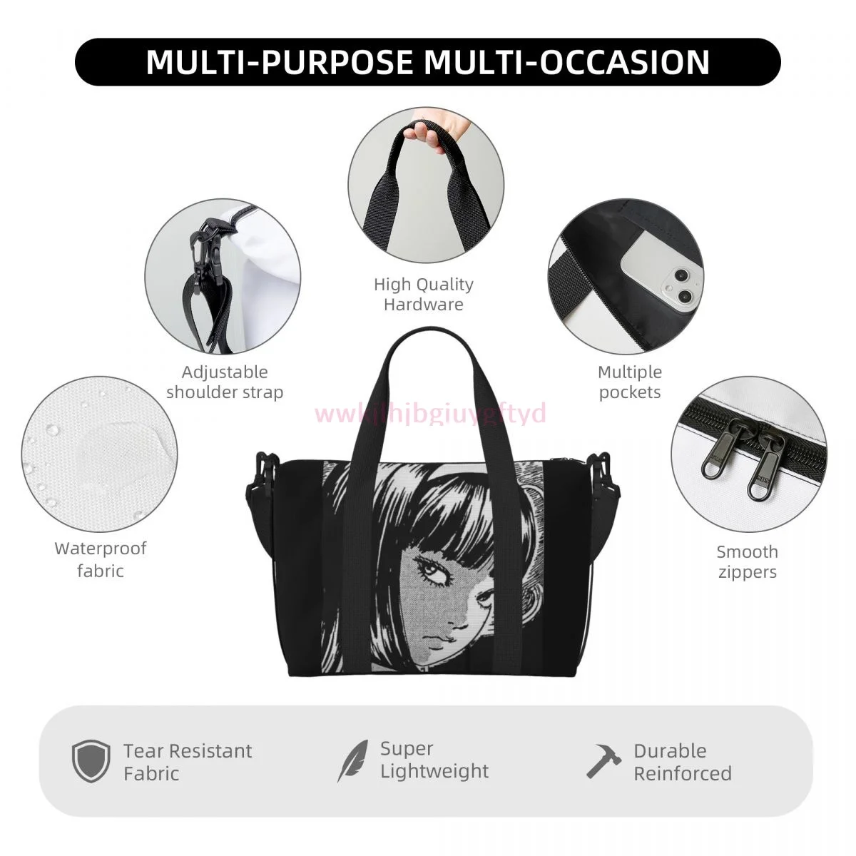 Cartoon Printing Spacious and durable men's and women's cartoon printed nylon large capacity sports fitness bag