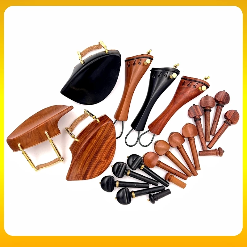 1 set 4/4 violin ebony/rosewood/jujube wood accessories parts fittings Tailpiece + Tuning pegs + Endpins + Chin rest/Chin Holder violin accessories
