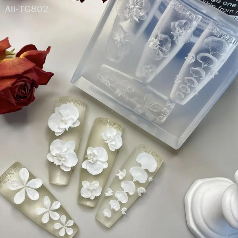 3D 투명 실리콘 손톱 몰드 DIY 네일 아트 장식 호접란 꽃 매니큐어 템플릿 손톱 장식 공예용