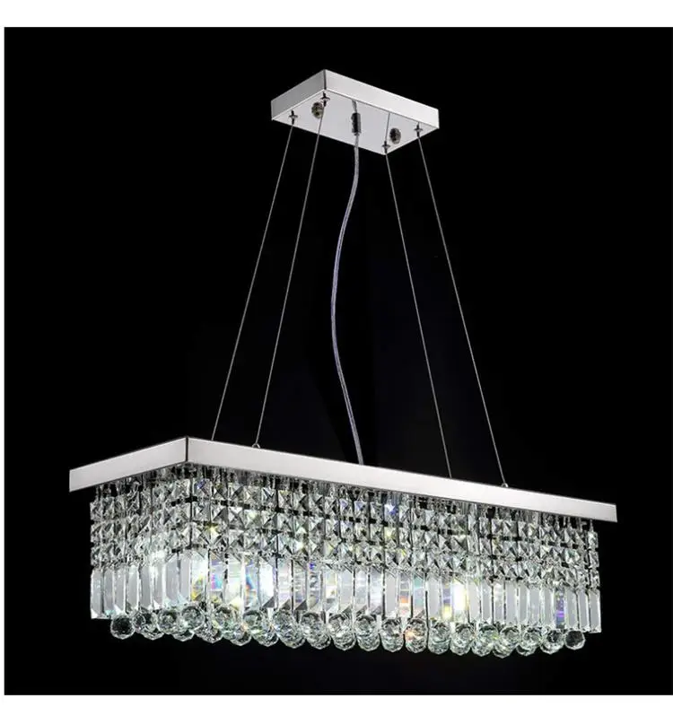 Rectangular crystal chandelier simple modern light luxury restaurant lamp creative home LED restaurant kitchen bar chandelier pendant light fixtures