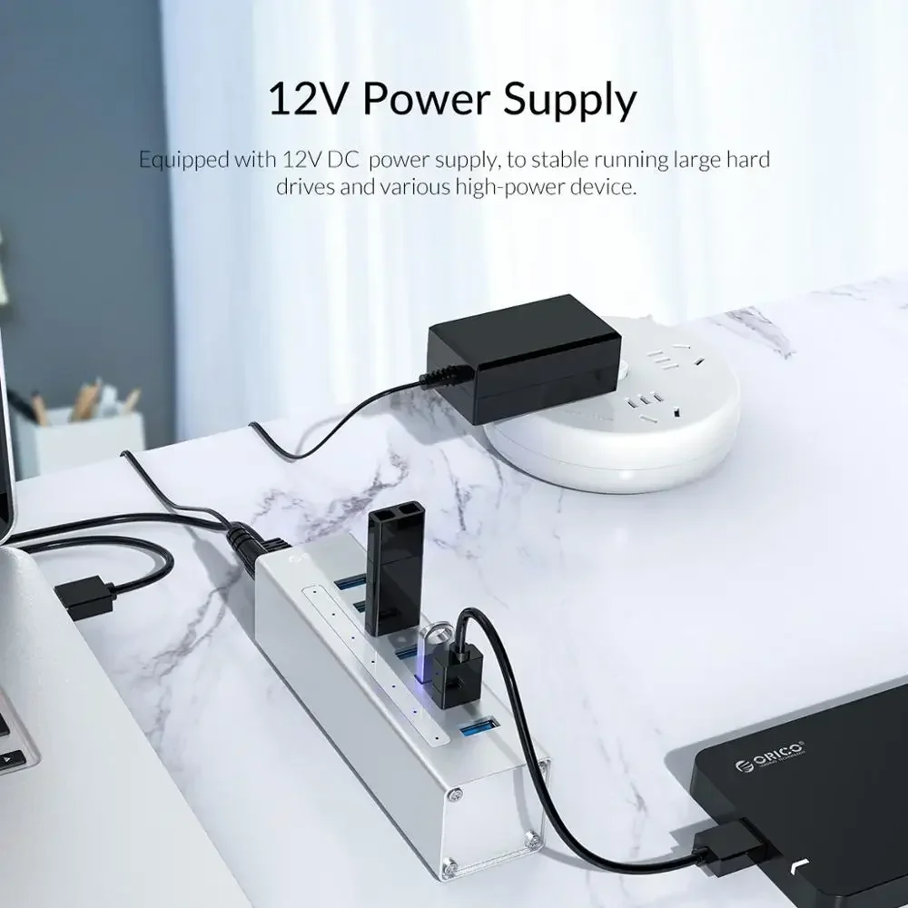 ORICO Aluminum 7 Ports USB 3.0 Hub Multi USB Splitter Dock Station with USB Charge Power for Laptop Accessories MacBook Splitter 3