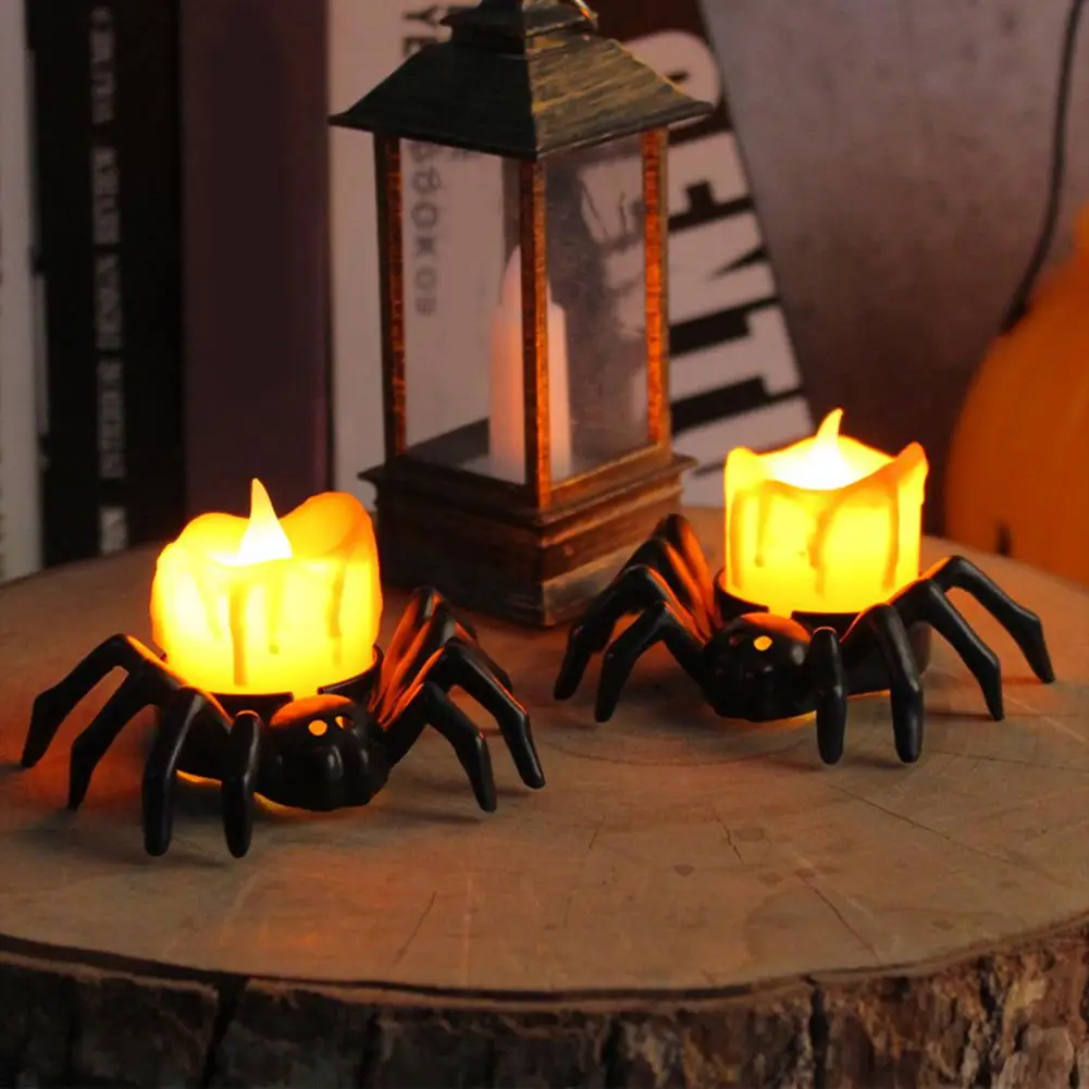 

Halloween Night Light Spooky Electric Flickering Halloween Tea Lights 12pcs Cartoon Spider Shape Flameless Led Candles for Ghost