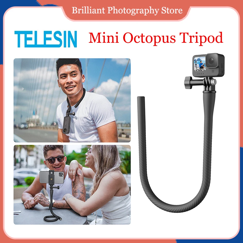 

TELESIN Octopus Tripod for Insta360 Ace Pro One X3 GO 3 Gopro Hero 12 DJI Action Cameras Accessories Phone Clip Flexible Mount